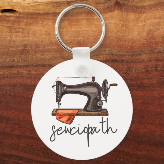 Sewciopath naaimachine grappig citaat minimalistis sleutelhanger (Voorkant)