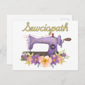 Sewciopath (sociopaat)  naaimachine briefkaart (Voorkant / Achterkant)