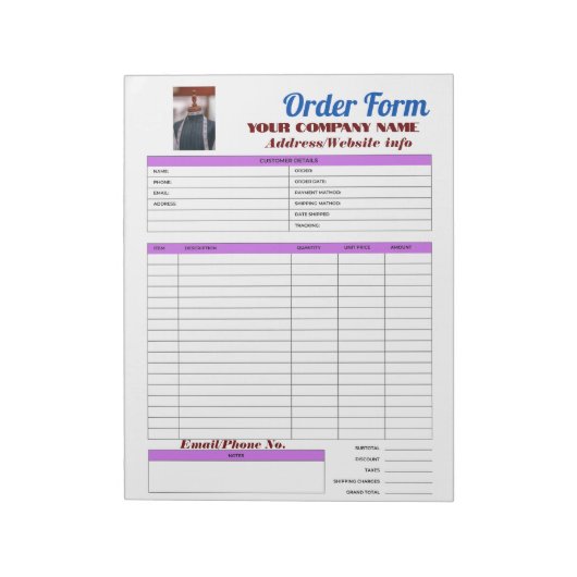 SewCraft Order Form Notitieblok (Linkerzijde)