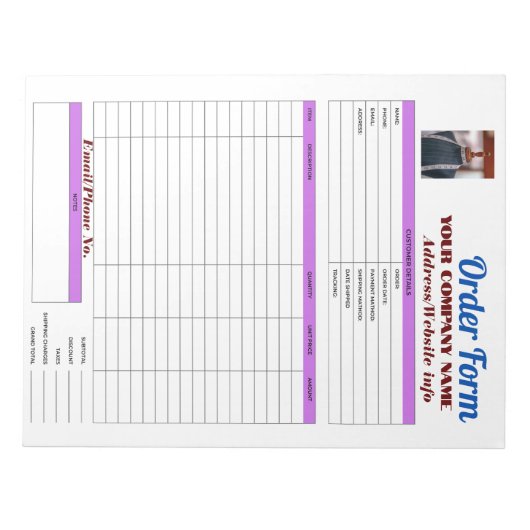 SewCraft Order Form Notitieblok (Voorkant)