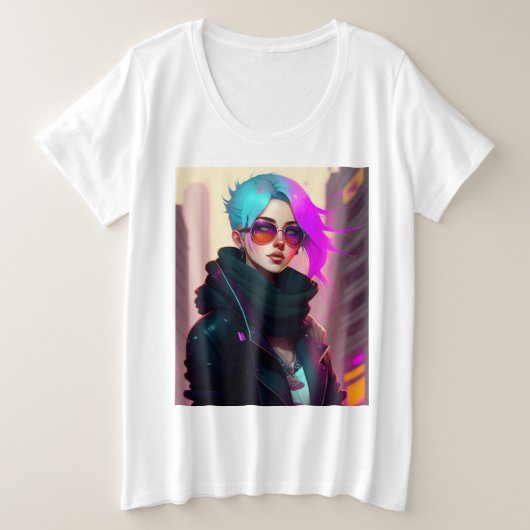 Sewer Emo Punk Lady Grote Maat T-shirt (Design voorkant)