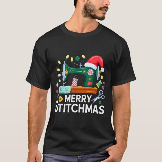Sewing Christmas Xmas Quilting Merry Mas  T-shirt (Voorkant)