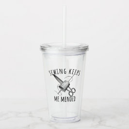 Sewing Keeps Me Mended Vintage Scissors Fun Acryl Drinkbeker