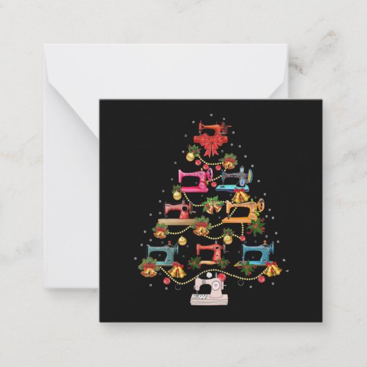 Sewing Machine Christmas Tree Notitiekaartje (Voorkant)