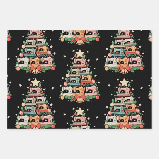 Sewing Machine Christmas Tree Stitch Knit Sew Xmas Inpakpapier Vel (Voorkant)
