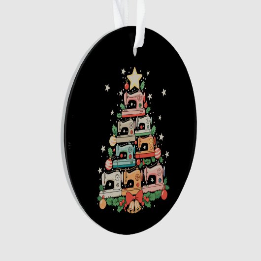 Sewing Machine Christmas Tree Stitch Knit Sew Xmas Ornament (voorkant)