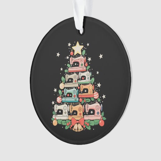 Sewing Machine Christmas Tree Stitch Knit Sew Xmas Ornament (voorkant)