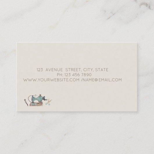 Sewing Machine Scissors Needle Tailor Visitekaartje (Achterkant)