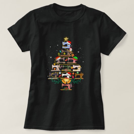 Sewing Machines Christmas Tree Funny Sewing Lover T-shirt (Design voorkant)