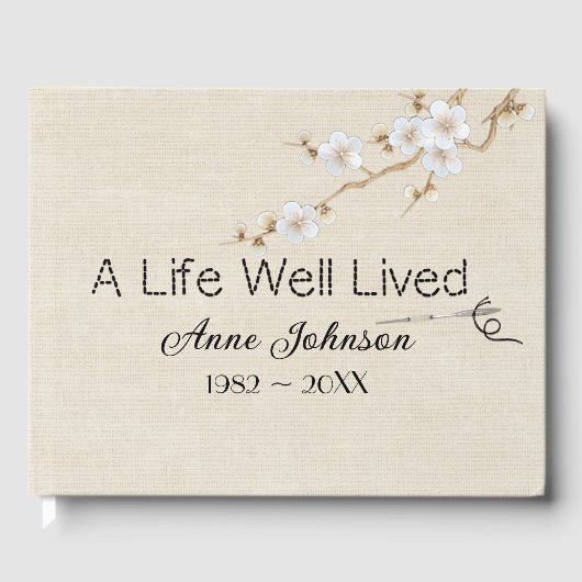 Sewing Needle And Stitches for Memorial Service Gastenboek (Voorkant)