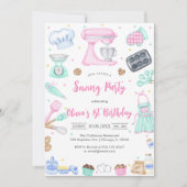 Sewing Party Birthday Invitation Kaart (Voorkant)