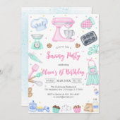 Sewing Party Birthday Invitation Kaart (Voorkant / Achterkant)