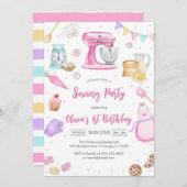 Sewing Party Birthday Invitation Kaart (Voorkant / Achterkant)