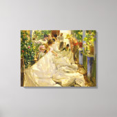 Sewing the Sail, 1896 by Joaquin Sorolla Canvas Afdruk (Voorkant)