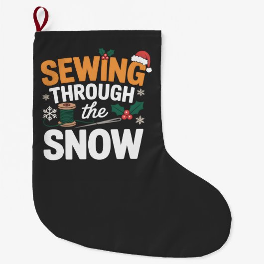 Sewing Through the Snow Funny Christmas Quilt Grote Kerstsok (Voorkant)