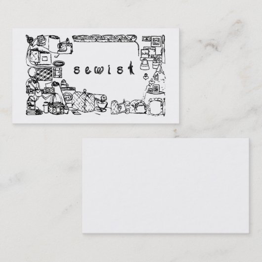 Sewist Fabric Font Naaien Thema Fabricated Lijsten Visitekaartje (Voorkant / Achterkant)