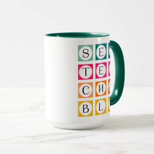 Sewteachable Colorful Squares Mok (Voorkant rechts)