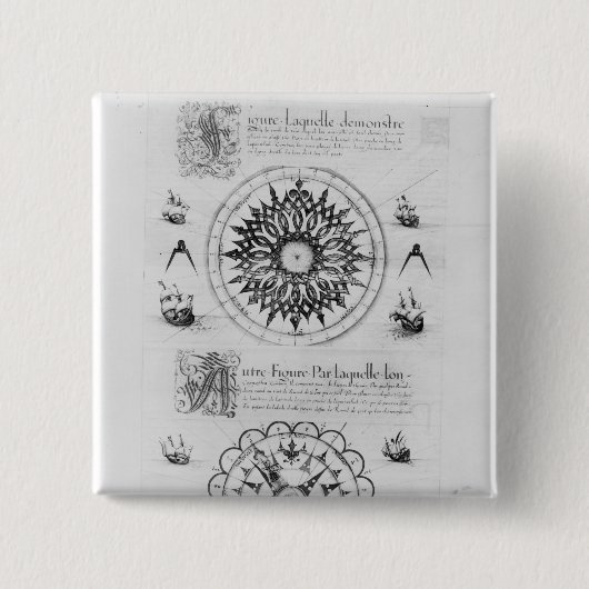 Sextant Vierkante Button 5,1 Cm (Voorkant)