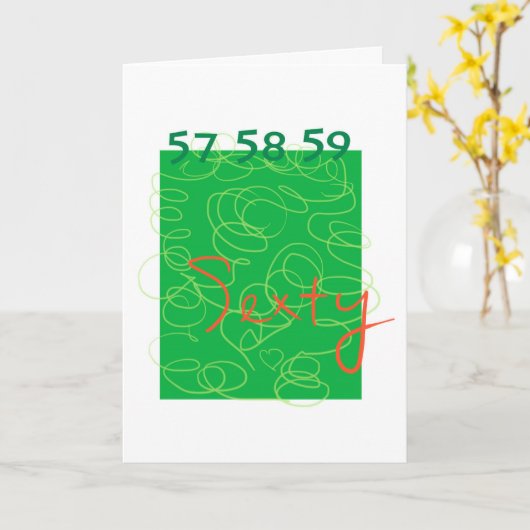 SEXTY Birthday Kaart GROEN (Gele Bloem)