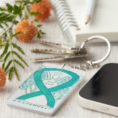 Sexual Assault Angel Awareness Ribbon Sleutelhange Sleutelhanger (Voorkant Rechts)