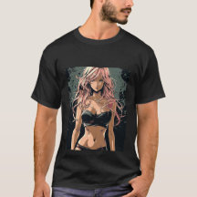 Sexy anime meisje in zwart bikini