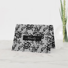 Sexy Black Roos Lace met aangepaste naam Bedankkaart