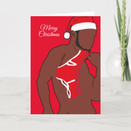 Sexy Black Santa Claus Feestdagen Kaart