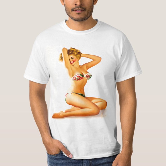 SEXY BLONDE PIN-OPZET T-SHIRT (Voorkant)