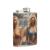 Sexy blonde vrouw in bikini heupfles (Rechts)