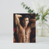 Sexy Brunette Man Briefkaart (Staand voorkant)