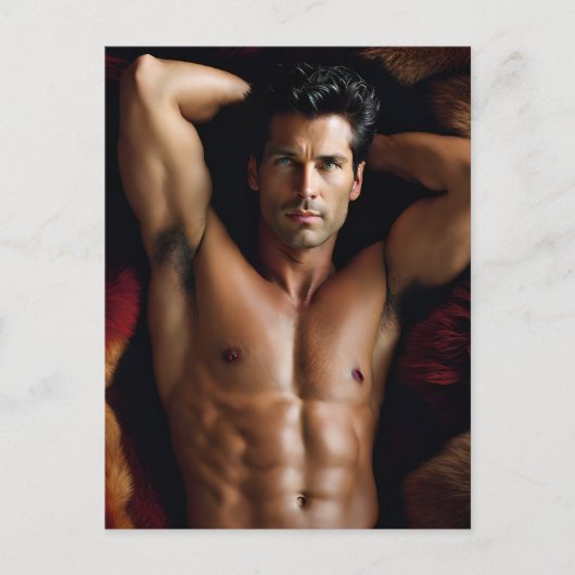 Sexy Brunette Man Briefkaart (Voorkant)