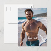 Sexy Brunette Man Briefkaart (Voorkant / Achterkant)