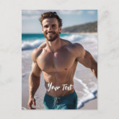 Sexy Brunette Man Briefkaart (Voorkant)