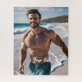 Sexy Brunette Man op een strand Legpuzzel