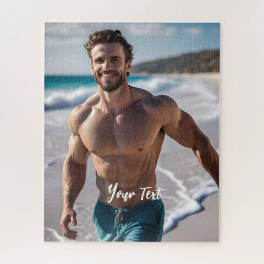 Sexy Brunette Man op een strand Legpuzzel (Verticaal)