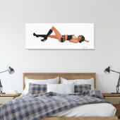 Sexy Brunette Pinup Meisje Slapen Canvas Print (Insitu (Slaapkamer))