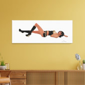 Sexy Brunette Pinup Meisje Slapen Canvas Print (Insitu (Woonkamer))