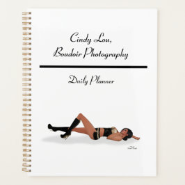 Sexy Brunette Pinup Meisje Slapen Dagelijkse Plann Planner