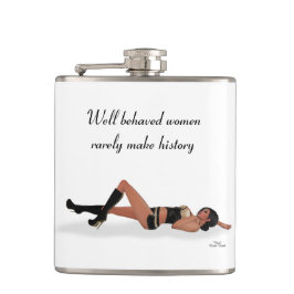 Sexy Brunette Pinup Meisje Slapen Drink Flask Heupfles