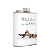 Sexy Brunette Pinup Meisje Slapen Drink Flask Heupfles (Rechts)