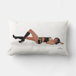 Sexy brunette pinup meisje slapen lumbale kussen