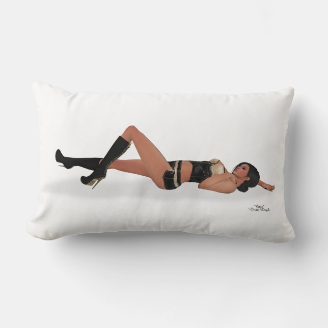 Sexy brunette pinup meisje slapen lumbale kussen (Voorkant)