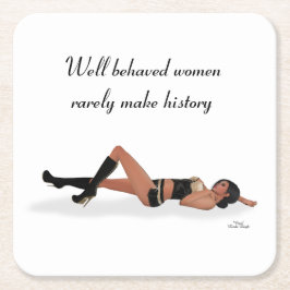 Sexy brunette pinup meisje slapen papier Onderzett Kartonnen Onderzetters