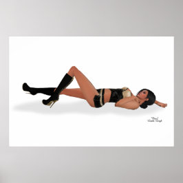 Sexy Brunette Pinup Meisje Slapen Poster