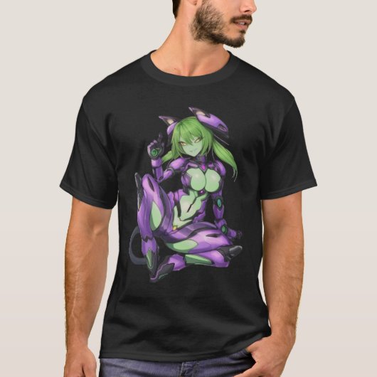 Sexy buitenaards android catgirl t-shirt (Voorkant)