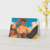Sexy Cowboy Hot Guy Greetings Card Kaart (Gele Bloem)