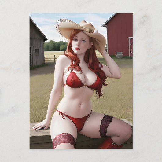 Sexy Cowgirl Briefkaart (Voorkant)