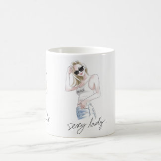 Sexy dame slogan met mode meisje koffiemok