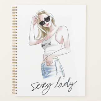Sexy dame slogan met mode meisje planner