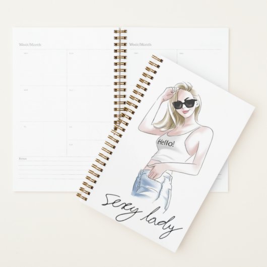Sexy dame slogan met mode meisje planner (Display)